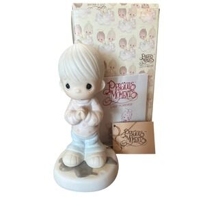 Precious Moments Figurine Help Lord I'm In A Spot 100269 Blue Tan Excellent Box